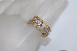 REAL 14K YELLOW GOLD WHITE GOLD INLAY ETERNITY DESIGN ELEPHANT RING 6.2 GR - $8,154.57 MXN