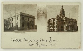 Vintage 1907 Postcard UDB Government Building &amp; County Courthouse Waterloo Iowa - £10.09 GBP