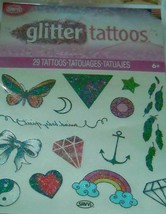 Savvi Glitter Tattoos - 29 Tattoos - Butterfly, Star, Feathers, Heart, Rainbow - £8.67 GBP
