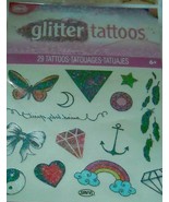 Savvi Glitter Tattoos - 29 Tattoos - Butterfly, Star, Feathers, Heart, R... - £8.69 GBP
