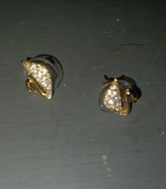 Swarovski Swan Signed Gold Tone &amp; Clear Crystal Swan Pierced Earrings Studs - £39.92 GBP