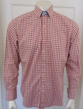 Robert Graham Orange Blue Plaid Long Sleeve Men&#39;s Button Up Cotton Shirt... - £16.35 GBP