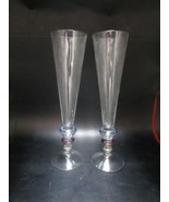 Pair of Italian champagne goblets 10&quot; midcentury multicolor stem - $1,019.30 MXN