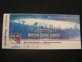 NHL 2013-14 NY Rangers Opening Night 10/28 Vs Montreal Full Unused Ticket Stub - £6.96 GBP