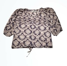 Maurices Navy White Floral Lightweight Half Sleeve BOHO Flowey Cinch Top Size XS - £9.00 GBP
