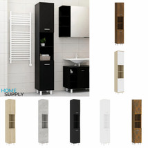Modern Wooden Tall Narrow Bathroom Storage Cabinet Unit With 2 Doors Open Shelf - £62.22 GBP+