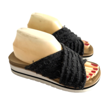 Sportyb Yellowbox Platform Black Sandals Women Size 6.5 Fabric Slides Shoes - £16.12 GBP