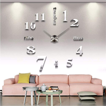 LOZMOM Mirror Surface Decorative Clock 3D DIY Wall Clock for Living Room Bedroom - £21.06 GBP