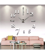LOZMOM Mirror Surface Decorative Clock 3D DIY Wall Clock for Living Room... - $26.64