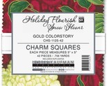 5&quot; Charm Pack Holiday Flourish Snow Flower Gold RK Cotton Fabric Precuts... - $14.97