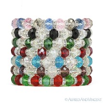 Faceted Resin Crystal Beaded Stretch Bracelet Austrian Czech CZ - Multi-Colors - £10.35 GBP