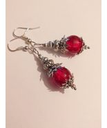 Victorian red silver earrings red earrings filigree earrings Boho Earrin... - $47.88 CAD