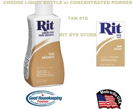 TAN #16 RIT Fabric DYE choose Liquid Bottle or Powder Concentrate - $17.75+