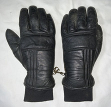 GRANDOE  Vintage Black Leather Ski Gloves Fits Womens S Or XS Insulated - £19.46 GBP