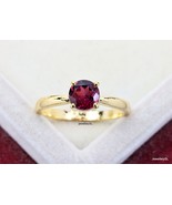 Yellow/White/Rose Gold Plated Solitaire Garnet ring, 14K Gold /925 Silve... - £24.56 GBP