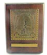 Liberty 1886 to 1986 Wood and Brass Stamp Plaque Avon Fine Collectibles - £7.15 GBP