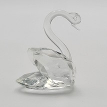 Vintage Crystal Swan Figurine 2.25 Inches Elegant Glass Statue Shelf Art - £14.20 GBP