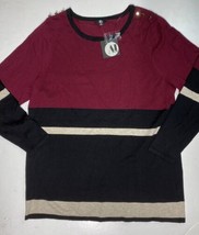 A&amp;I Colorblock Sweater 2X Multicolor Striped Long Sleeve Stretch Knit Top NWT - £14.70 GBP