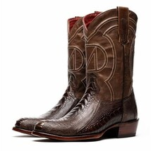 DENVER Genuine Ostrich Leg Skin Cowboy Boot from the Western CollectionClear Bro image 7