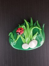 Handmade Clay Ladybug on Grass Magnet - £4.63 GBP