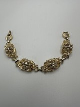 Vintage Coro Faux Pearl Gold Bracelet 7.25” X 1.6cm - £23.46 GBP