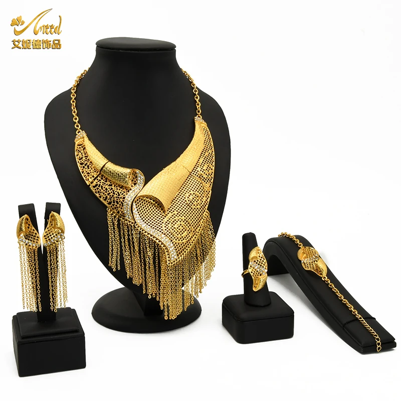 Indian 24K Gold Plated Jewelery Set For Women Dubai Bridesmaid Wedding Brazilian - £41.21 GBP