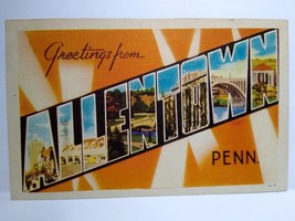 Greeting From Allentown Large Letter Postcard Pennsylvania Linen Dexter ... - $6.30