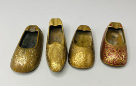 Jutti Shoe Brass Antique Insense Ashtrays Lot of 4 Made in India - $32.11