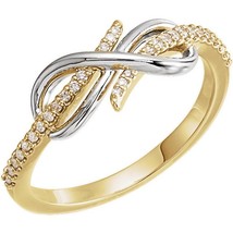 Authenticity Guarantee 
14K Yellow and White Gold Diamond Infinity Style Ring... - £666.74 GBP