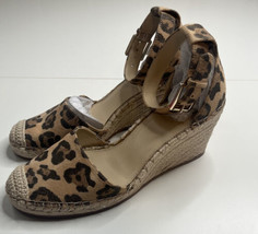 Vince Camuto NIB venerly Women’s 9W Beige Leopard High Heel Espadrilles SF - £30.85 GBP