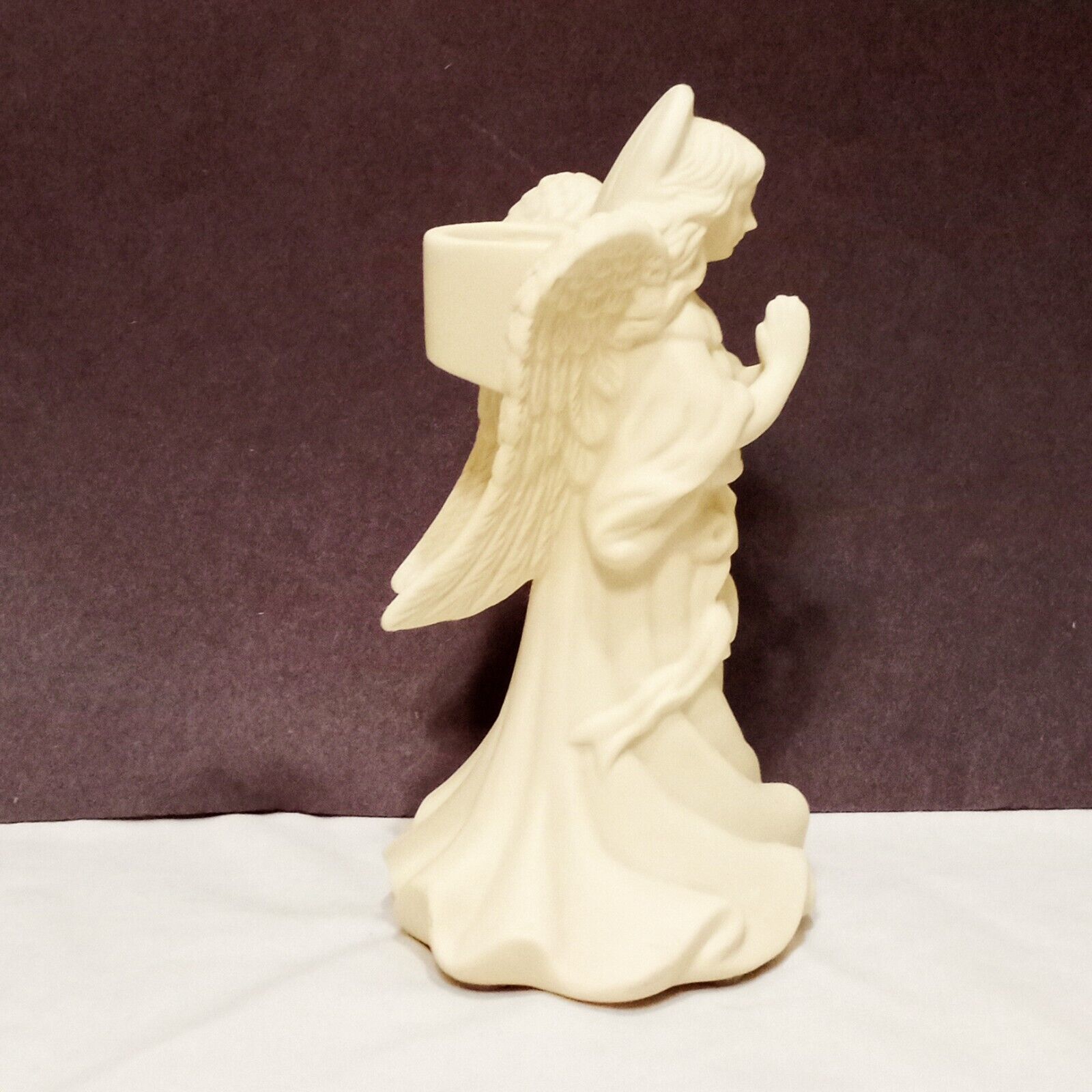 Primary image for Angel Of Light Bisque Taper Candle Holder Partylite Cream 6"
