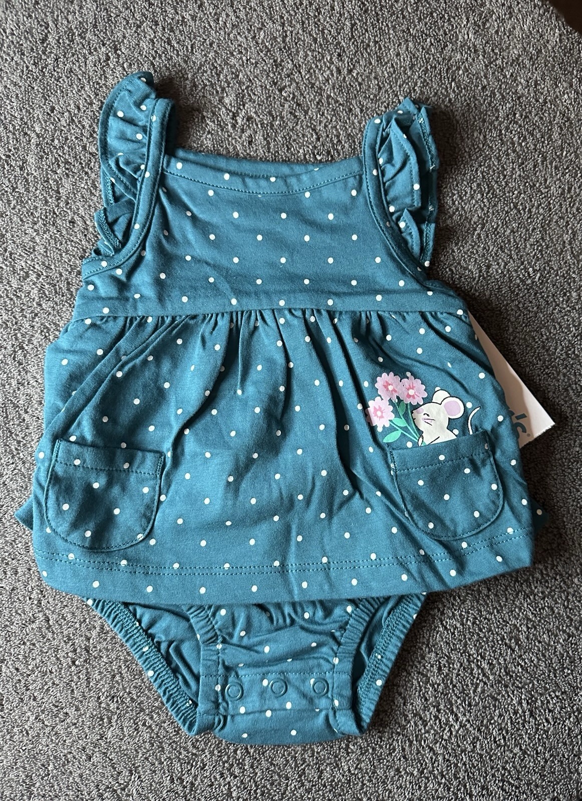 Carters Infant Baby Blue Polka Dot One Piece Outfit Size 3 Months - $11.87