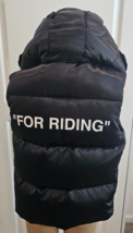 OFF WHITE c/o VIRGIL ABLOH Black Quilted Down Vest with &quot;FOR RIDING&quot; on ... - $899.99