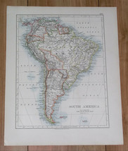 1896 Antique Political And Physical Map Of South America Brazil Argentina Chile - £19.67 GBP