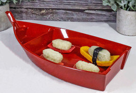 Pack Of 2 Japanese Red Sushi Boat Serving Plate Plastic Lacquer Restaurant Grade - £25.72 GBP