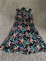 C &amp; C California Dress Womens Size XS Black Multicolor Floral Print Sleeveless - £9.80 GBP
