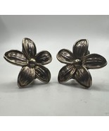 Brian Bruce Sterling Silver Puffy Earrings Signed Flower Clipped Pierced... - $34.60