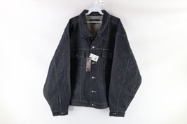 NOS Vintage 90s Streetwear Mens Size XL Indigo Denim Jean Trucker Jacket Cotton - £77.36 GBP
