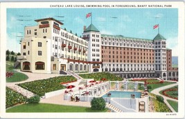 Chateau Lake Louise Swimming Pool Banff National Park Postcard Posted 1937 - £7.87 GBP