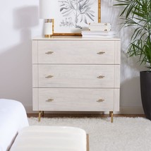 Genevieve Cream/White Washed 3-Drawer Storage Chest Dresser From Safavieh Home - £426.00 GBP