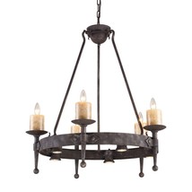 Old World Antique European Forged Iron Hardware Chandelier Stone Candles - £1,136.32 GBP