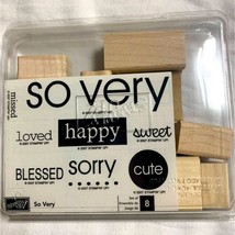 *RARE* NWT Stampin Up! So Very Expressions Retired Wood Stamp Set Happy ... - £21.75 GBP