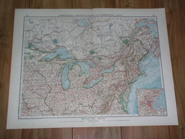 1911 Antique Map Of Great Lakes Superior Huron Michigan Erie Ontario Canada - £26.65 GBP
