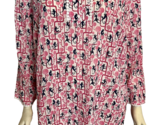 Talbots Women Cotton Monkey Print 3/4 Sleeve Blouse Pink 3X - £18.66 GBP