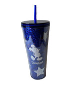 Starbucks Disneyland Mickey Mouse Tumber Cup Blue Stars Sparkly Limited Edition - $43.53