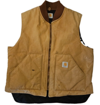 Vintage Carhartt Insulated Vest Mens XL Brown Canvas Arctic Quilt Ribbed... - £43.80 GBP
