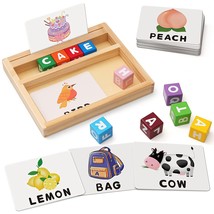 Wooden S Spelling Game, Color Alphabet Letters Matching Flash Cards A - £27.30 GBP