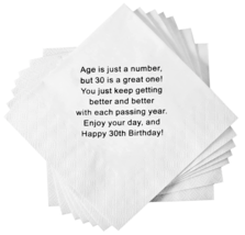 30th Birthday Disposable Cocktail Napkins 3 Ply 100 Pk 5&quot; X 5&quot; Folded NEW - £13.94 GBP