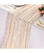 Snowkingdom 3Pcs 10 Ft Gold Table Runners, Sheer Chiffon Tulle Cheesecloth - $46.60 CAD