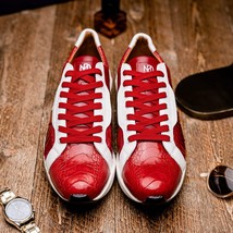 Lyon Genuine Ostrich and Calfskin Fashion Sneaker Red / White image 15